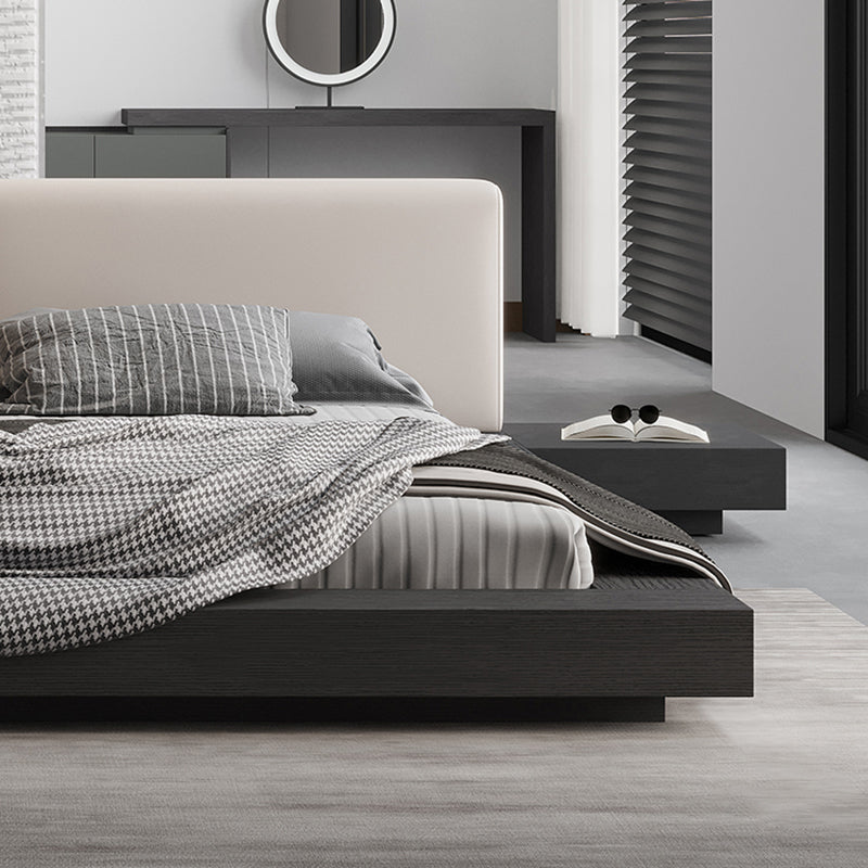 Lift Up Storage Bed Frame Mid-Century Modern Standard Bed with Upholstered Headboard