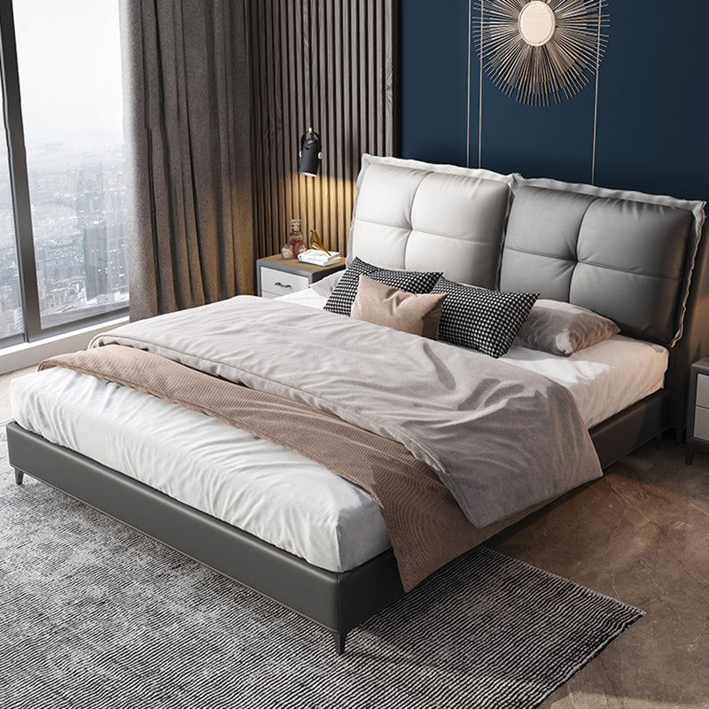 Lit de couleur de couleur unie au milieu du siècle moderne en bois massif en bois massif standard avec tête de lit