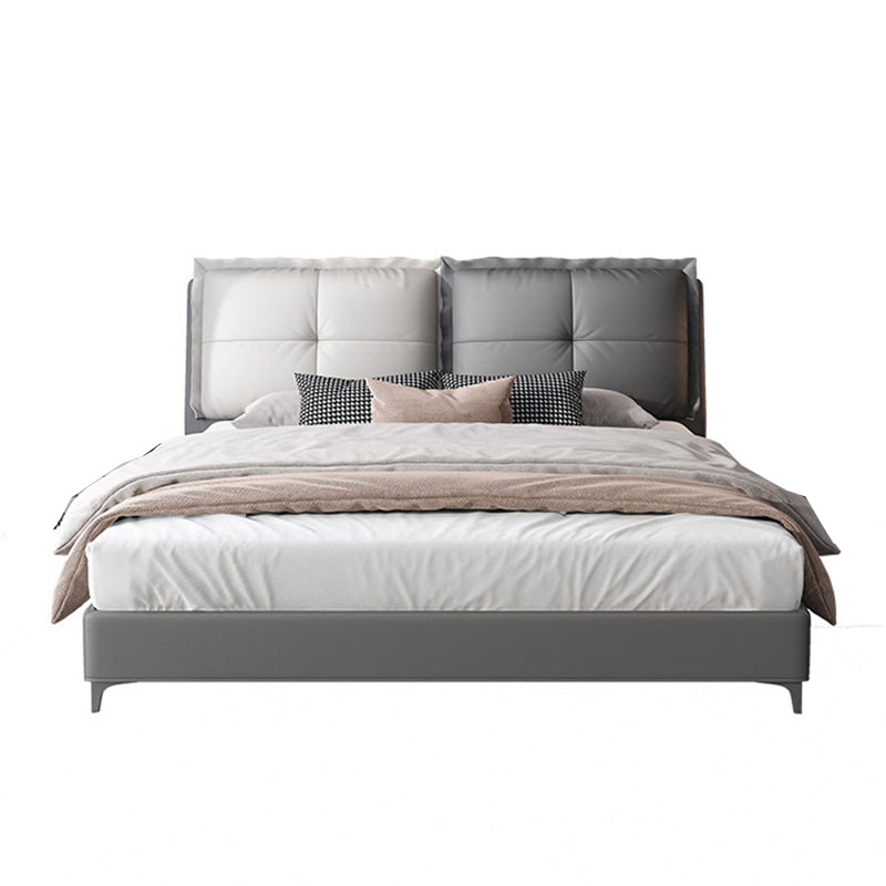 Lit de couleur de couleur unie au milieu du siècle moderne en bois massif en bois massif standard avec tête de lit