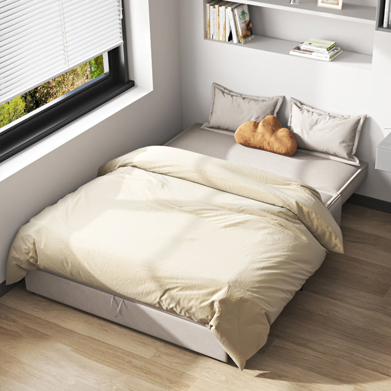 Grijze faux lederen slaper bank 34,64 "brede armloze slaapbank met gestoffeerd