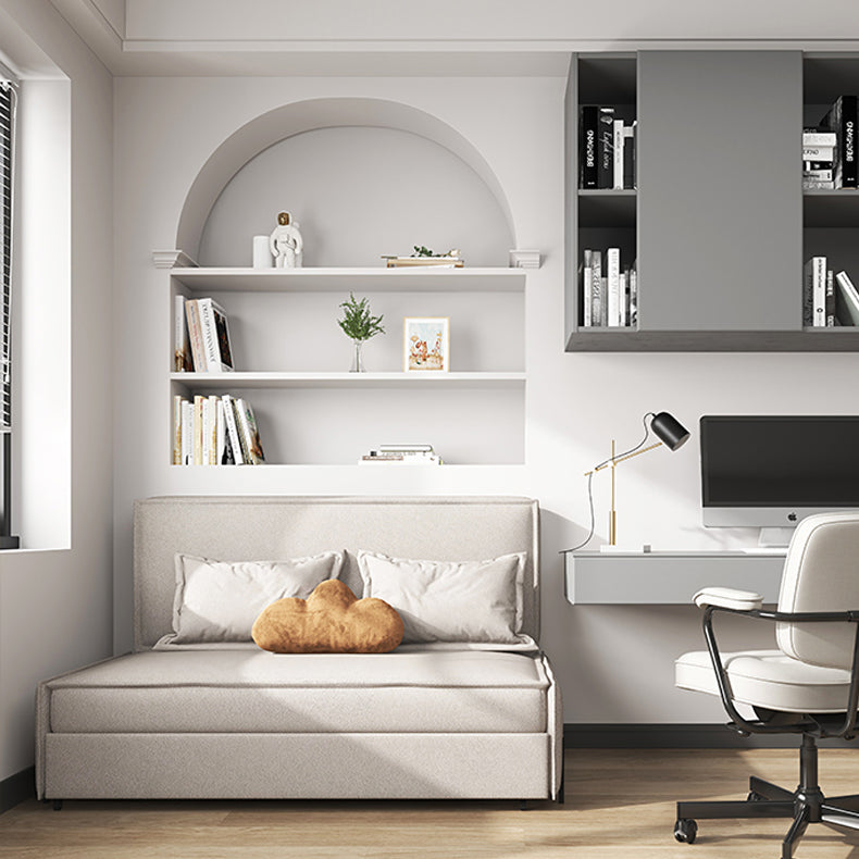 Grijze faux lederen slaper bank 34,64 "brede armloze slaapbank met gestoffeerd