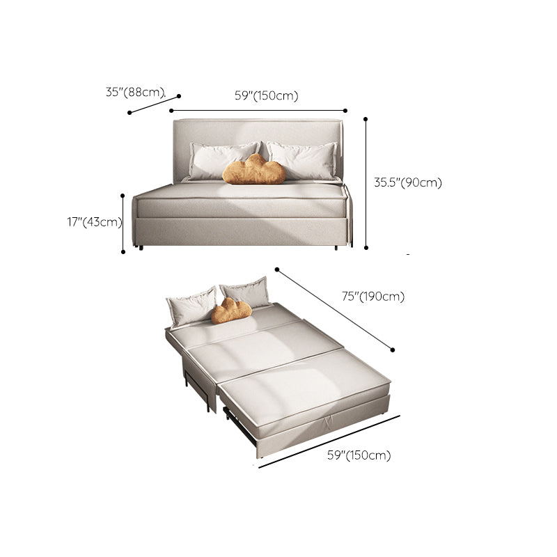 Grijze faux lederen slaper bank 34,64 "brede armloze slaapbank met gestoffeerd