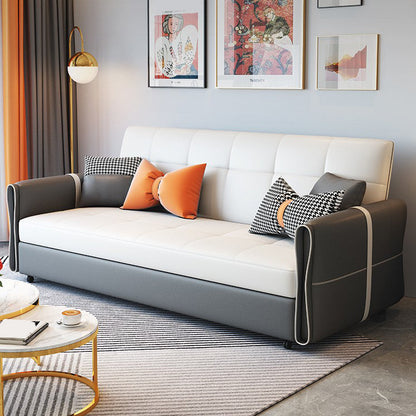 Faux leather Sleeper Sofa Gray 33.46" Wide Sofa Bed with Wheels