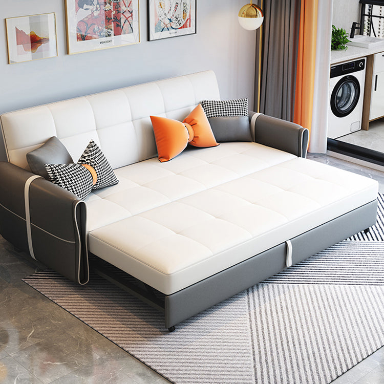 Faux leather Sleeper Sofa Gray 33.46" Wide Sofa Bed with Wheels