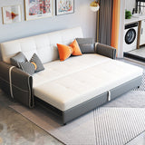 Faux leather Sleeper Sofa Gray 33.46" Wide Sofa Bed with Wheels