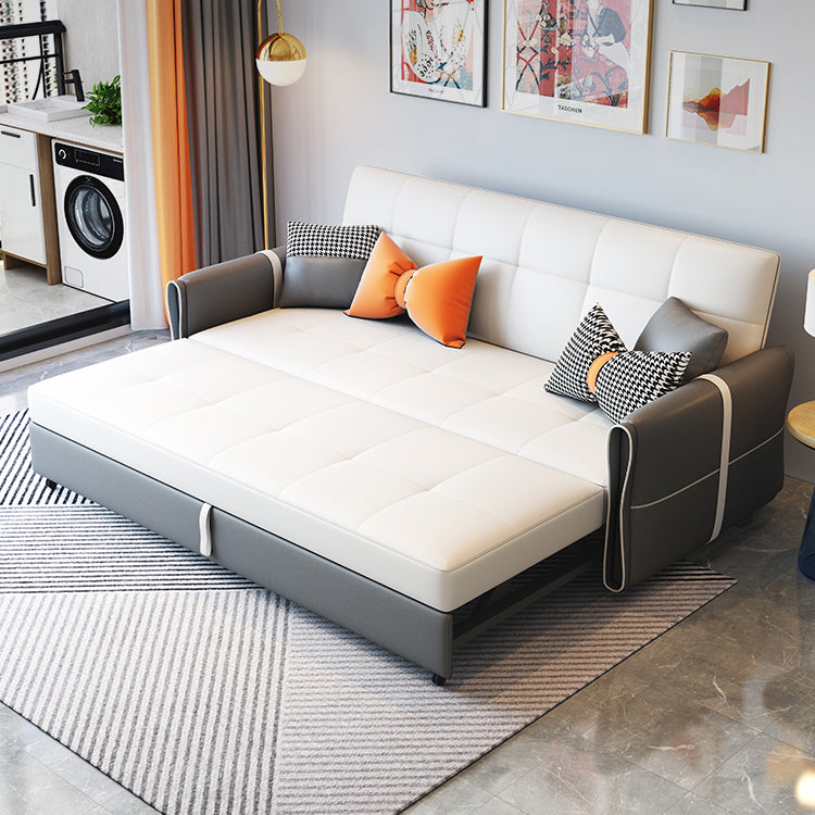 Faux leather Sleeper Sofa Gray 33.46" Wide Sofa Bed with Wheels