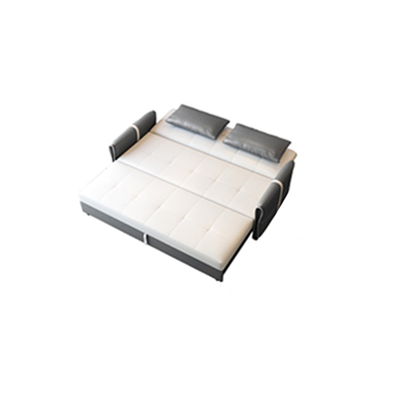 Faux leather Sleeper Sofa Gray 33.46" Wide Sofa Bed with Wheels