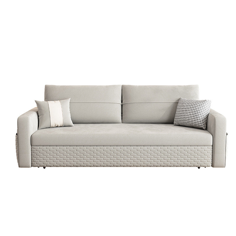 Metal Frame Sleeper Sofa Light Gray Square Arms Sofa Bed with Upholstered, 32.28" Wide Clearhalo 'furn' 'furn_futons' 'Furniture' 'Futons & Daybeds' 'Futons' 'Living Room Furniture' 6315773