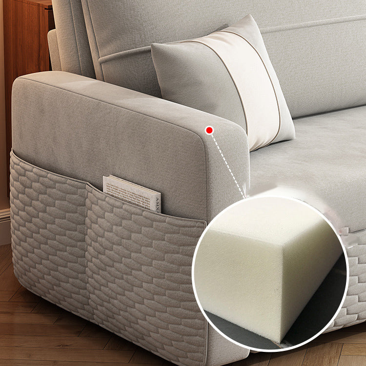 Metal Frame Sleeper Sofa Light Gray Square Arms Sofa Bed with Upholstered, 32.28" Wide Clearhalo 'furn' 'furn_futons' 'Furniture' 'Futons & Daybeds' 'Futons' 'Living Room Furniture' 6315774