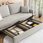 Metal Frame Sleeper Sofa Light Gray Square Arms Sofa Bed with Upholstered, 32.28" Wide Clearhalo 'furn' 'furn_futons' 'Furniture' 'Futons & Daybeds' 'Futons' 'Living Room Furniture' 6315775