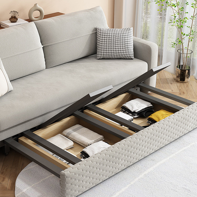 Metal Frame Sleeper Sofa Light Gray Square Arms Sofa Bed with Upholstered, 32.28" Wide Clearhalo 'furn' 'furn_futons' 'Furniture' 'Futons & Daybeds' 'Futons' 'Living Room Furniture' 6315775