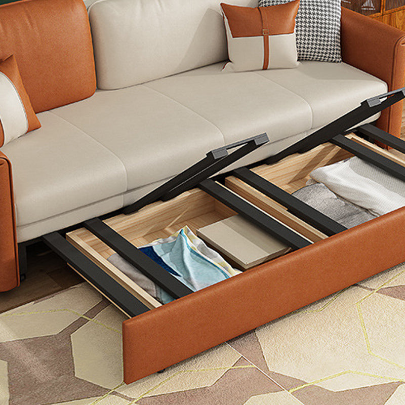 Faux lederen slaper bank sinaasappel vierkante armen slaapbank met gestoffeerd, 33,85 "breed