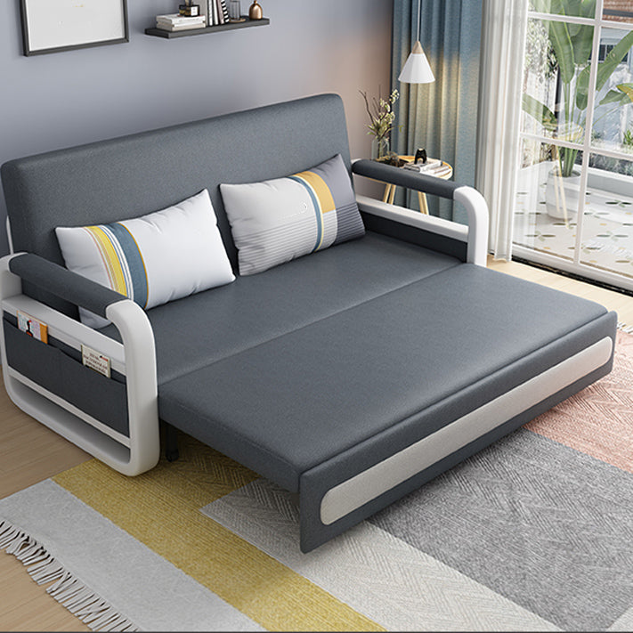 Cama de sofá de cuero de falso gris profundo 33.46 "Sofá de dormir de brazo cuadrado de ancho