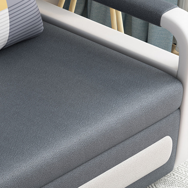 Cama de sofá de cuero de falso gris profundo 33.46 "Sofá de dormir de brazo cuadrado de ancho