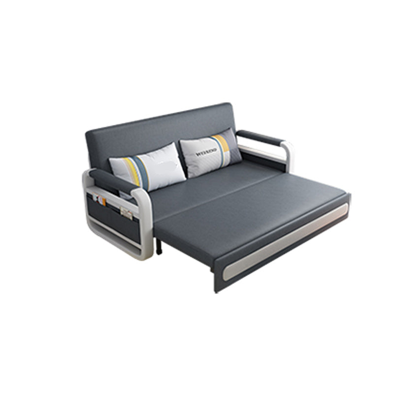 Cama de sofá de cuero de falso gris profundo 33.46 "Sofá de dormir de brazo cuadrado de ancho