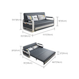 Cama de sofá de cuero de falso gris profundo 33.46 "Sofá de dormir de brazo cuadrado de ancho