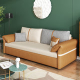 35.43" Wide Faux leather Sleeper Sofa White Sofa Bed with Detachable Mattress