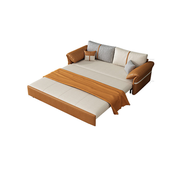 35.43" Wide Faux leather Sleeper Sofa White Sofa Bed with Detachable Mattress