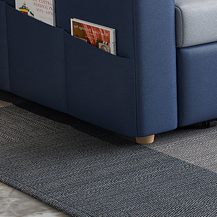 Faux leather Sofa Bed Square Arm Sleeper Sofa, 32.28" Wide in Blu Clearhalo 'furn' 'furn_futons' 'Furniture' 'Futons & Daybeds' 'Futons' 'Living Room Furniture' 6315838