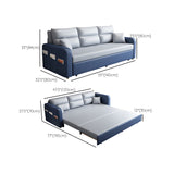 Faux leather Sofa Bed Square Arm Sleeper Sofa, 32.28" Wide in Blu Clearhalo 'furn' 'furn_futons' 'Furniture' 'Futons & Daybeds' 'Futons' 'Living Room Furniture' 6315843