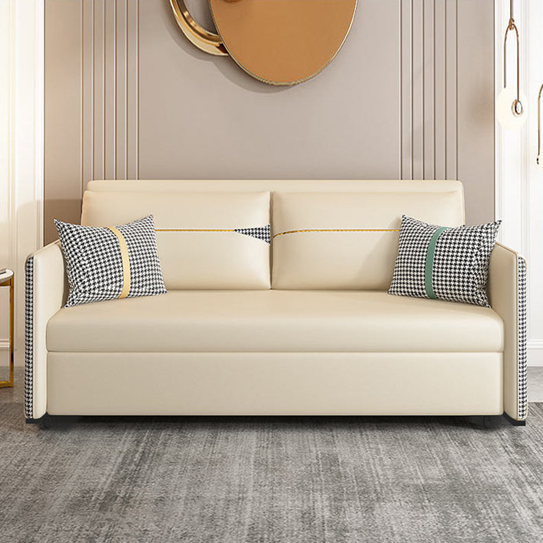 39.37" Wide Faux leather Sleeper Sofa White Pillow Included Sofa Bed Clearhalo 'furn' 'furn_futons' 'Furniture' 'Futons & Daybeds' 'Futons' 'Living Room Furniture' 6315849