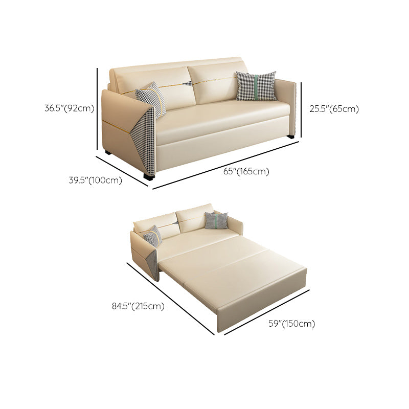 39.37" Wide Faux leather Sleeper Sofa White Pillow Included Sofa Bed Clearhalo 'furn' 'furn_futons' 'Furniture' 'Futons & Daybeds' 'Futons' 'Living Room Furniture' 6315858