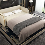 Faux leather Sleeper Sofa White Sofa Bed with Pillow Back, 37.40" Wide