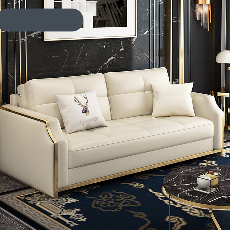 Faux leather Sleeper Sofa White Sofa Bed with Pillow Back, 37.40" Wide