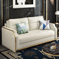 Faux leather Sleeper Sofa White Sofa Bed with Pillow Back, 37.40" Wide