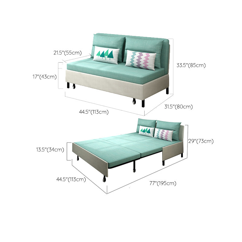 31.88" Wide Linen Sleeper Sofa Green Sofa Bed with Pillow Back Clearhalo 'furn' 'furn_futons' 'Furniture' 'Futons & Daybeds' 'Futons' 'Living Room Furniture' 6315888