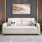 White Sleeper Sofa Faux leather Sofa Bed with Detachable Mattress