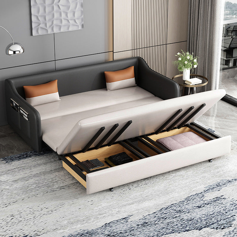 Faux leather Sleeper Sofa 32.28" Wide White Sofa Bed with Cushion Back Clearhalo 'furn' 'furn_futons' 'Furniture' 'Futons & Daybeds' 'Futons' 'Living Room Furniture' 6315958