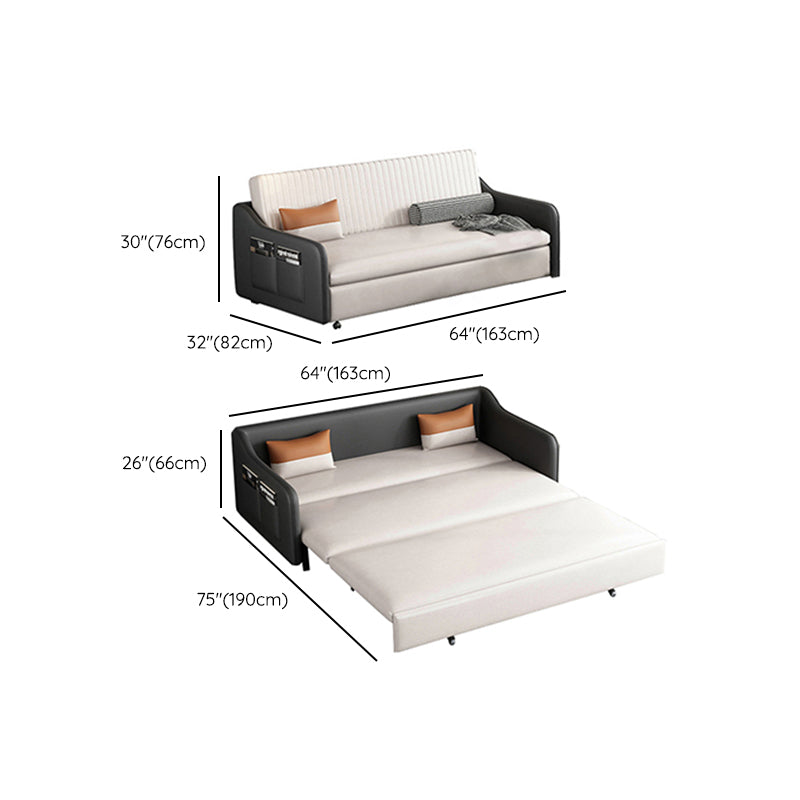 Faux leather Sleeper Sofa 32.28" Wide White Sofa Bed with Cushion Back Clearhalo 'furn' 'furn_futons' 'Furniture' 'Futons & Daybeds' 'Futons' 'Living Room Furniture' 6315966