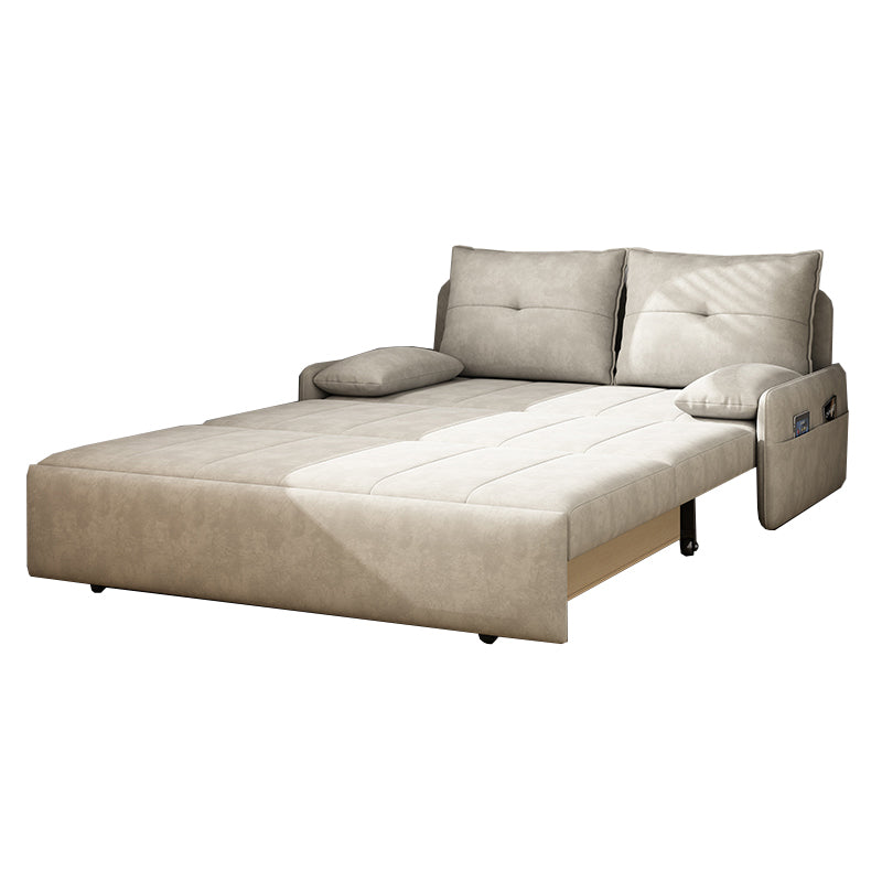 Microfiber Sofa Bed 33.46" Wide Armless Sofa Bed in Light Khaki