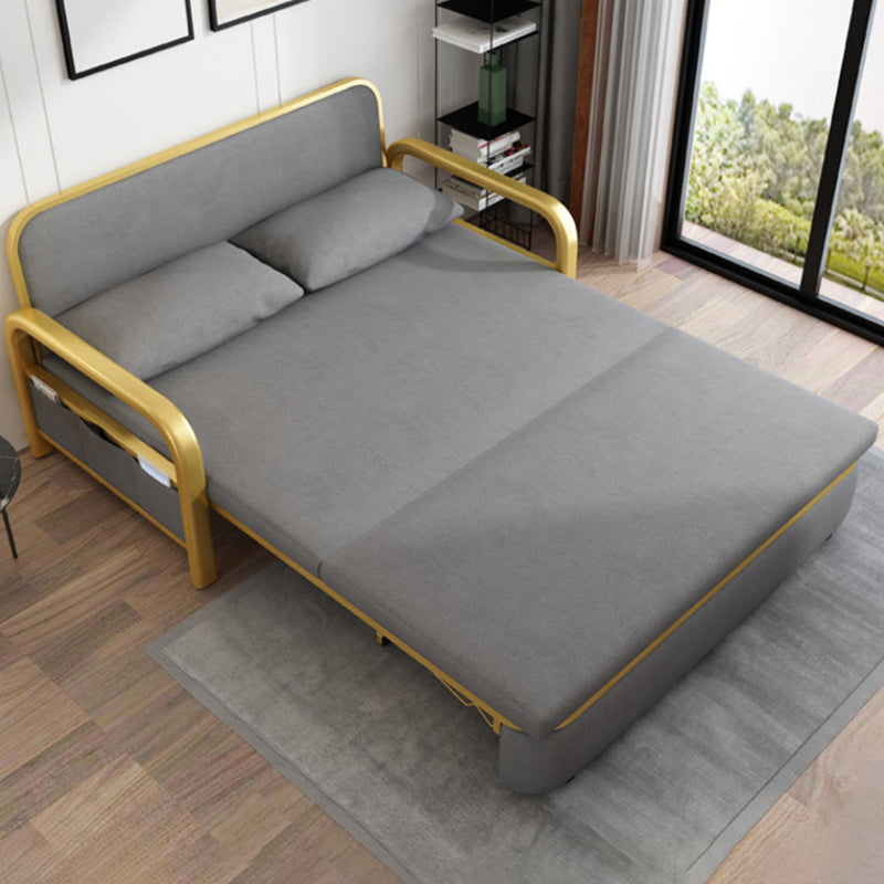 Gray Faux leather Sleeper Sofa 35.43" Wide Foldable Sofa Bed with Cushion Back Clearhalo 'furn' 'furn_futons' 'Furniture' 'Futons & Daybeds' 'Futons' 'Living Room Furniture' 6315982