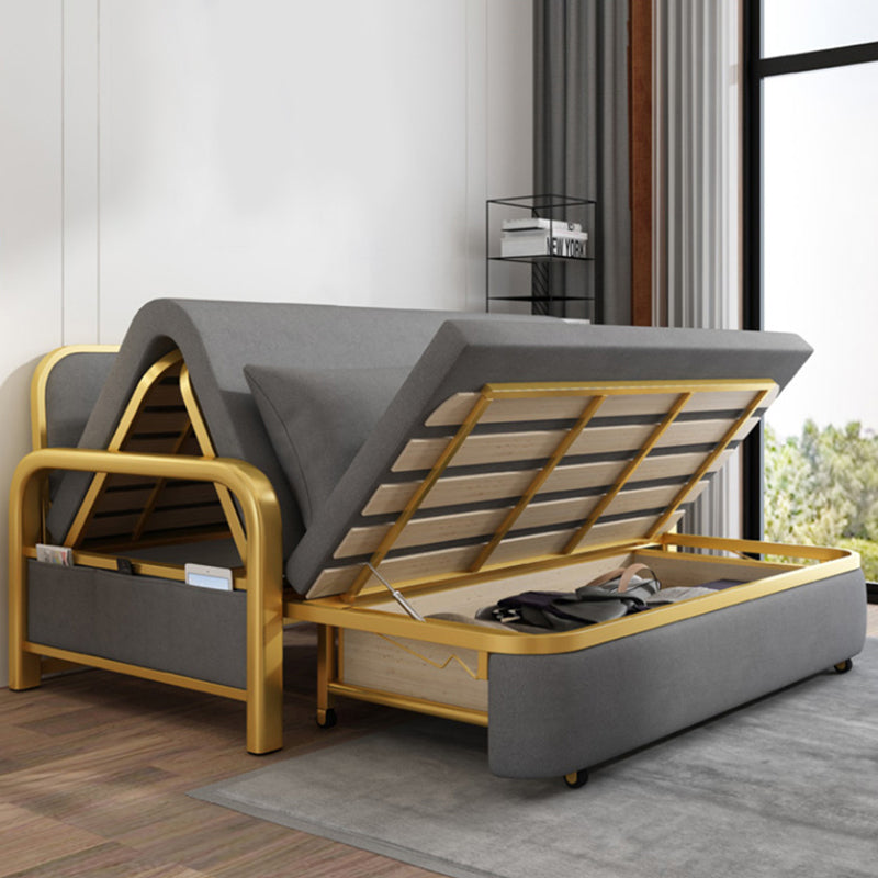 Gray Faux leather Sleeper Sofa 35.43" Wide Foldable Sofa Bed with Cushion Back Clearhalo 'furn' 'furn_futons' 'Furniture' 'Futons & Daybeds' 'Futons' 'Living Room Furniture' 6315983