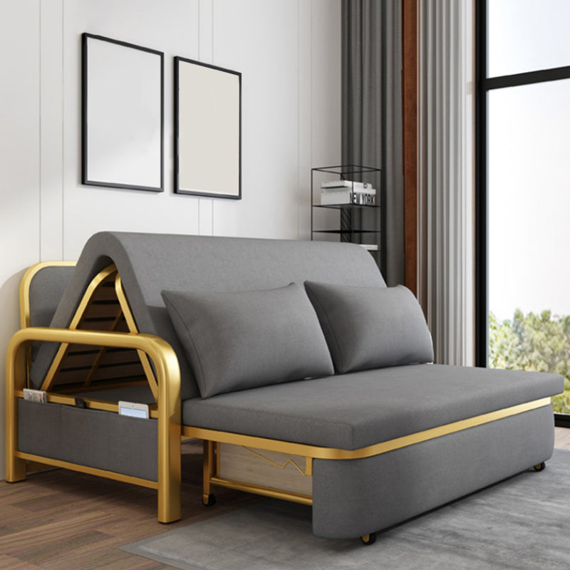 Gray Faux leather Sleeper Sofa 35.43" Wide Foldable Sofa Bed with Cushion Back Clearhalo 'furn' 'furn_futons' 'Furniture' 'Futons & Daybeds' 'Futons' 'Living Room Furniture' 6315984