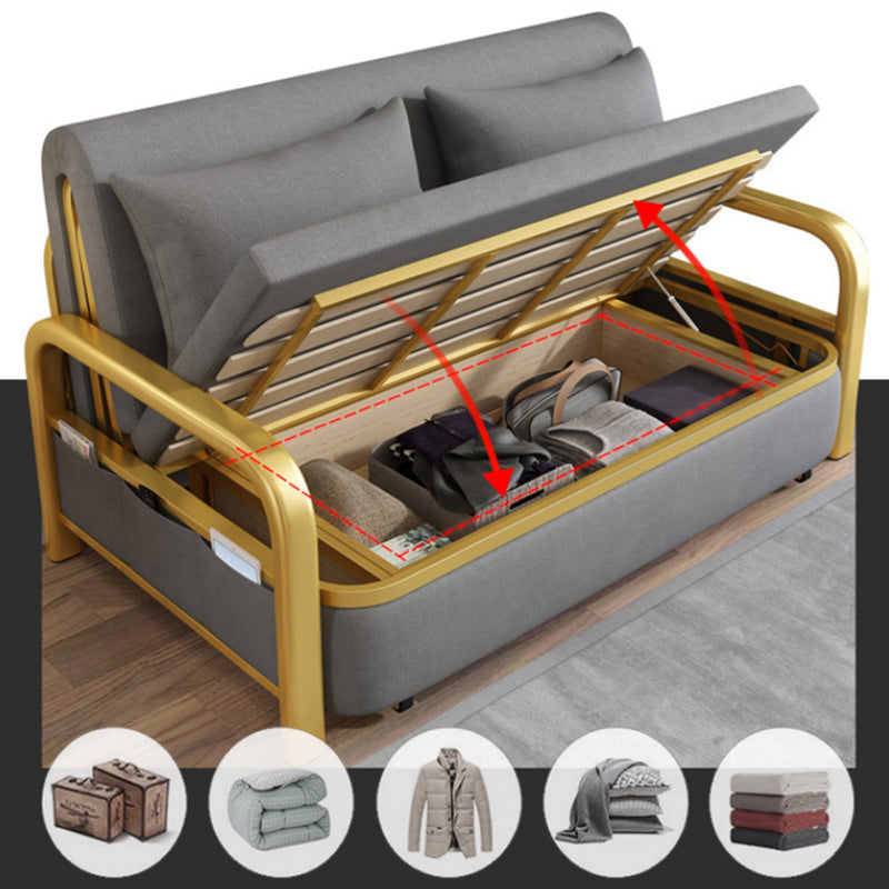 Gray Faux leather Sleeper Sofa 35.43" Wide Foldable Sofa Bed with Cushion Back Clearhalo 'furn' 'furn_futons' 'Furniture' 'Futons & Daybeds' 'Futons' 'Living Room Furniture' 6315987