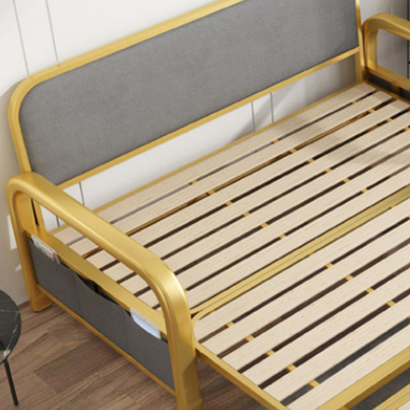 Gray Faux leather Sleeper Sofa 35.43" Wide Foldable Sofa Bed with Cushion Back Clearhalo 'furn' 'furn_futons' 'Furniture' 'Futons & Daybeds' 'Futons' 'Living Room Furniture' 6315988