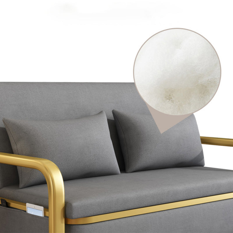 Gray Faux leather Sleeper Sofa 35.43" Wide Foldable Sofa Bed with Cushion Back Clearhalo 'furn' 'furn_futons' 'Furniture' 'Futons & Daybeds' 'Futons' 'Living Room Furniture' 6315990