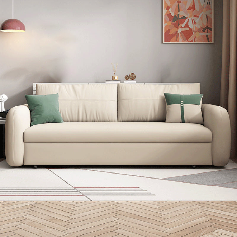 Divano letto moderno in divano microfibra largo beige da 32,5 "con cuscino posteriore