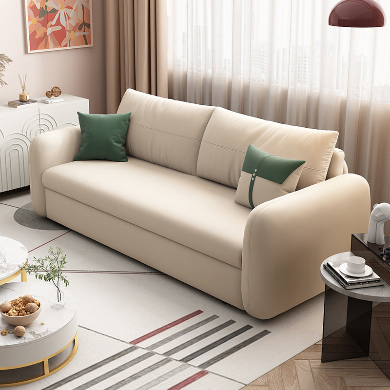 Divano letto moderno in divano microfibra largo beige da 32,5 "con cuscino posteriore
