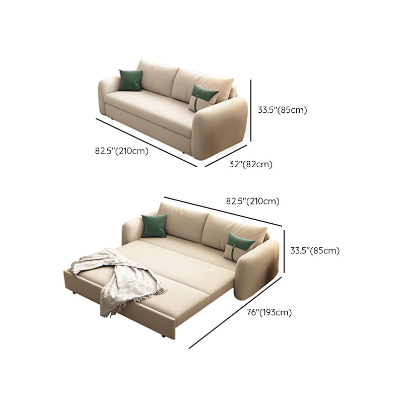 Divano letto moderno in divano microfibra largo beige da 32,5 "con cuscino posteriore