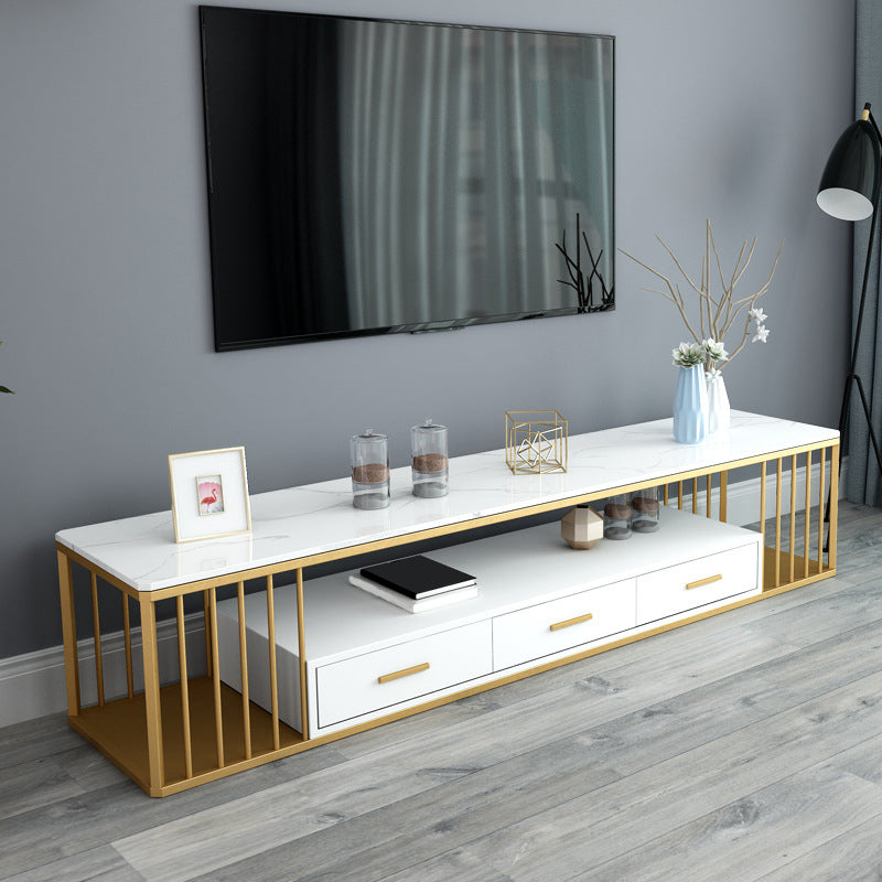 Glam Stone TV Media Stand 16" W Scaffalatura aperta Console TV con cassetti