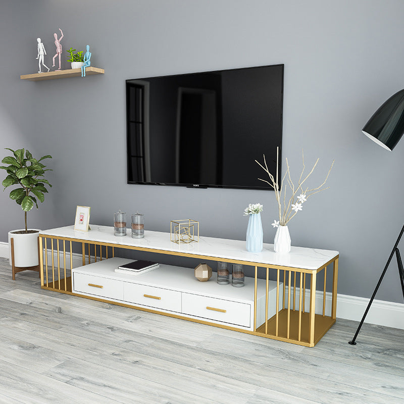 Glam Stone TV Media Stand 16" W Scaffalatura aperta Console TV con cassetti