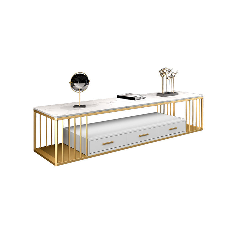 Glam Stone TV Media Stand 16" W Scaffalatura aperta Console TV con cassetti