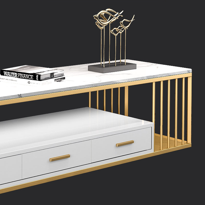 Glam Stone TV Media Stand 16" W Scaffalatura aperta Console TV con cassetti