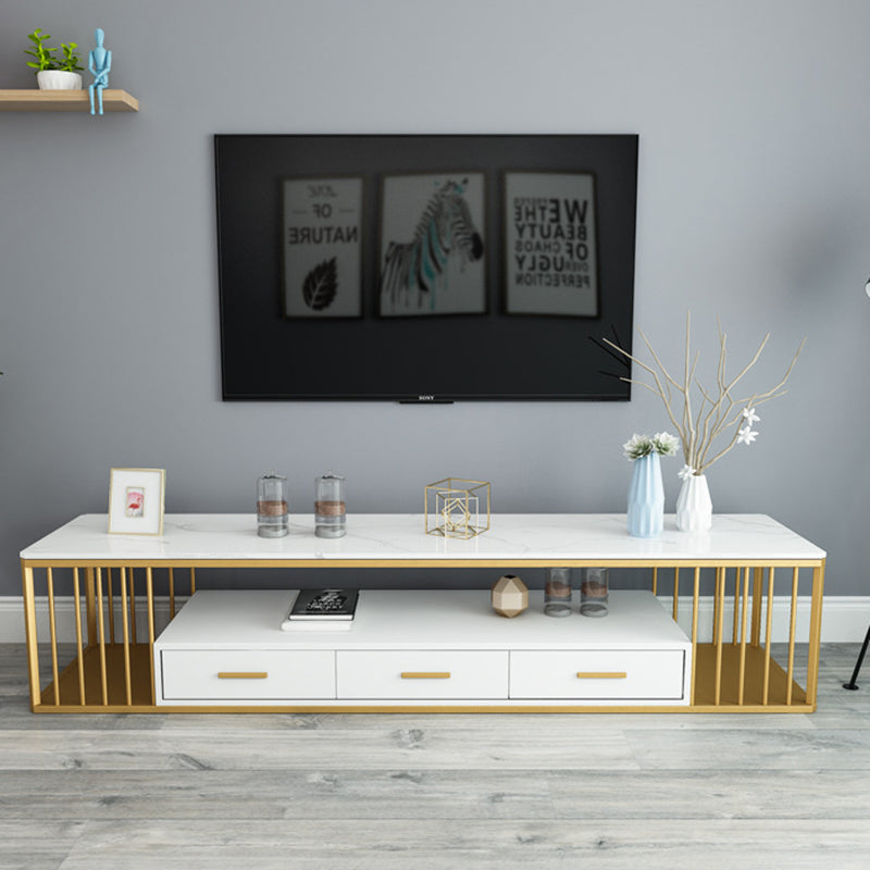 Glam Stone TV Media Stand 16" W Scaffalatura aperta Console TV con cassetti