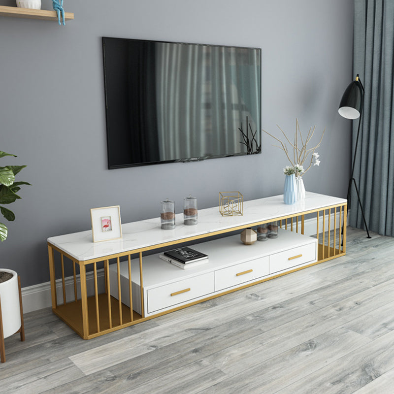 Glam Stone TV Media Stand 16" W Scaffalatura aperta Console TV con cassetti