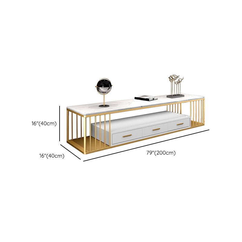 Glam Stone TV Media Stand 16" W Scaffalatura aperta Console TV con cassetti